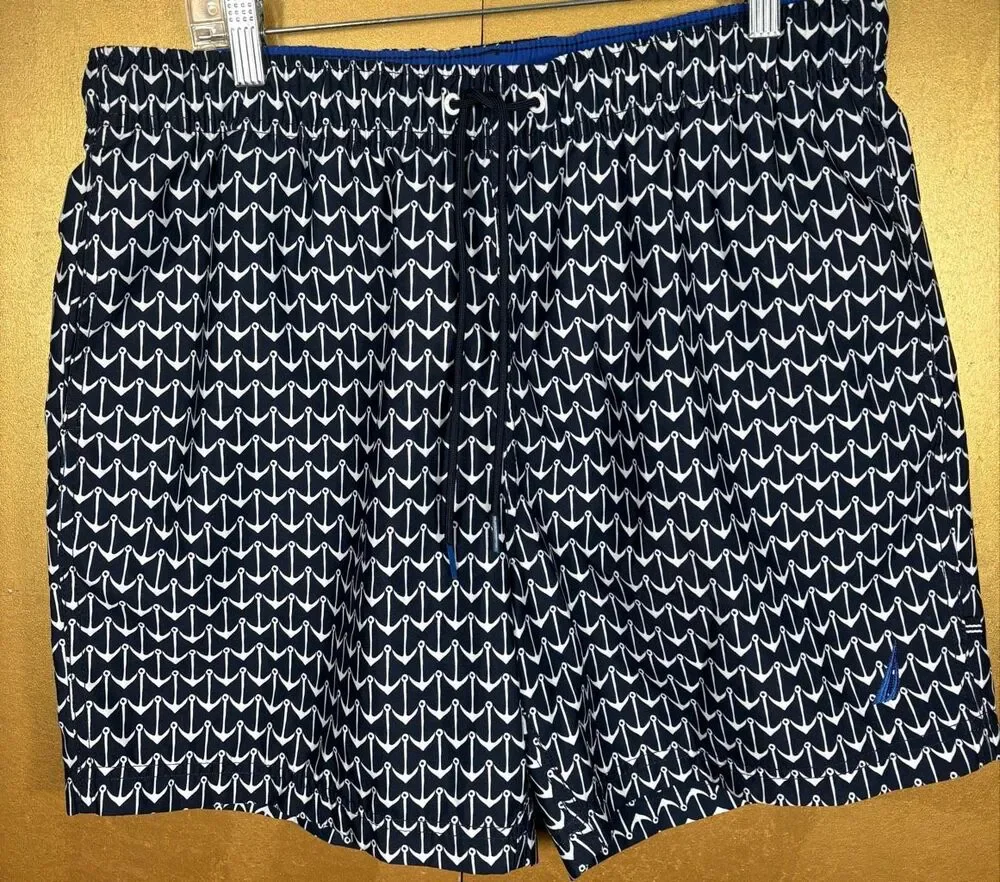 Nautica mens anchor print swim trunks size L